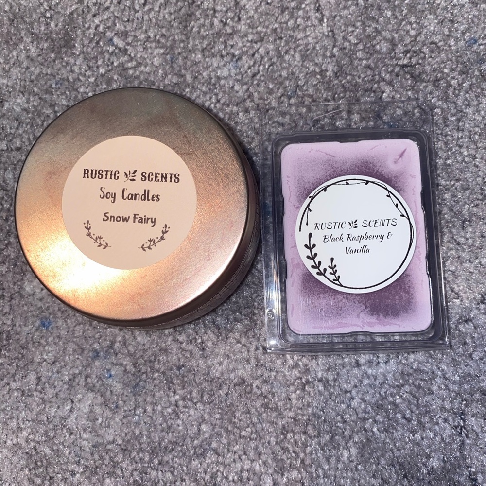 Rustic Scents Soy Candle Set - Snow Fairy & Black Raspberry Vanilla
